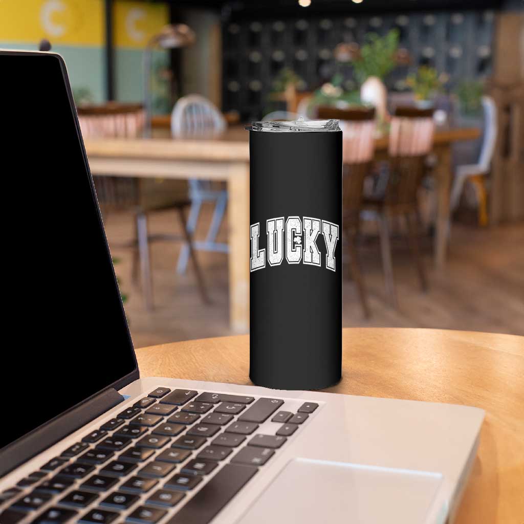 Vintage Lucky Shamrock Clover St Patricks Day Skinny Tumbler
