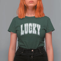 Vintage Lucky Shamrock Clover St Patricks Day T Shirt For Women