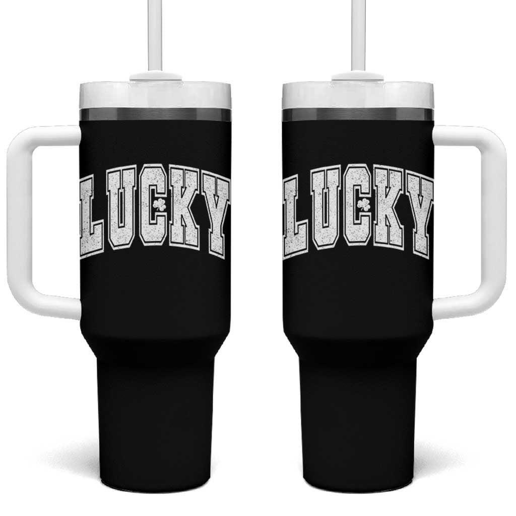 Vintage Lucky Shamrock Clover St Patricks Day Tumbler With Handle