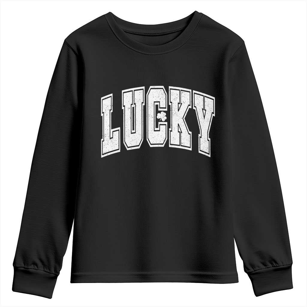 Vintage Lucky Shamrock Clover St Patricks Day Youth Sweatshirt