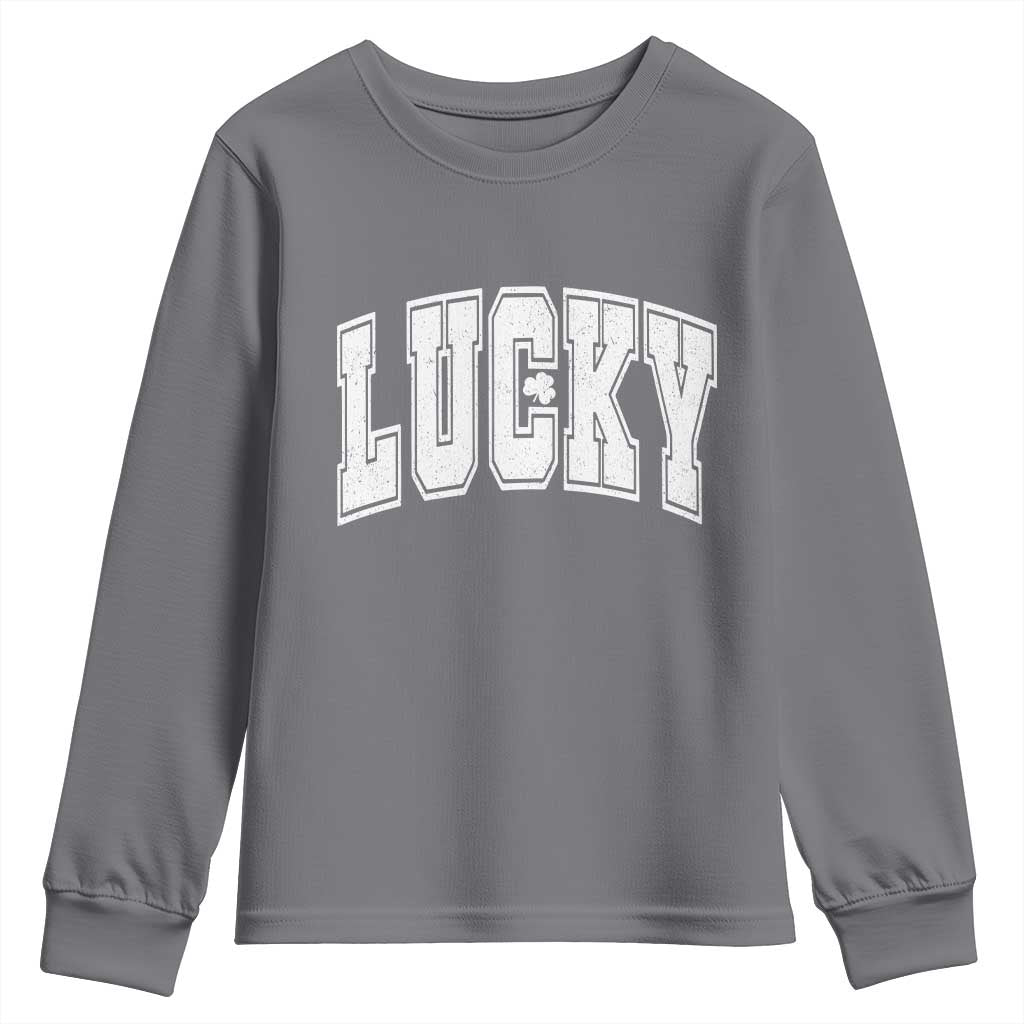 Vintage Lucky Shamrock Clover St Patricks Day Youth Sweatshirt