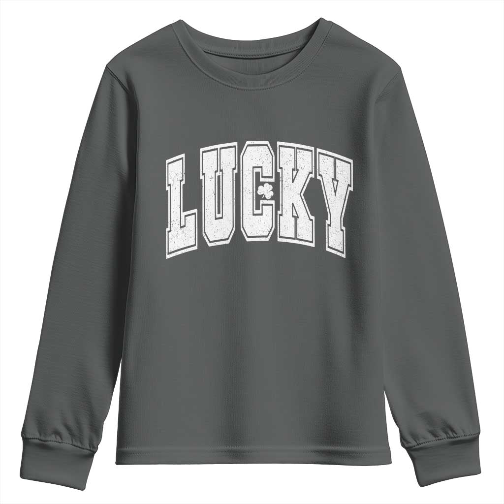 Vintage Lucky Shamrock Clover St Patricks Day Youth Sweatshirt
