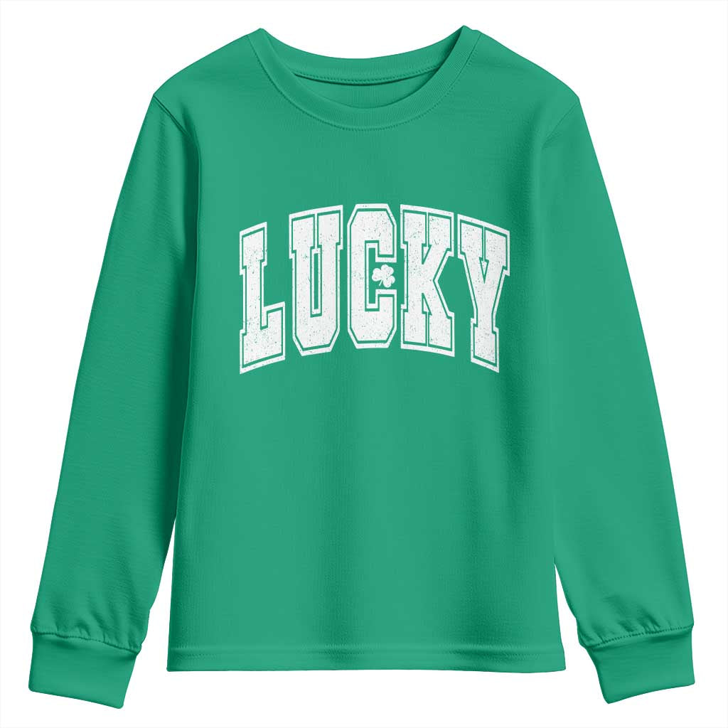 Vintage Lucky Shamrock Clover St Patricks Day Youth Sweatshirt