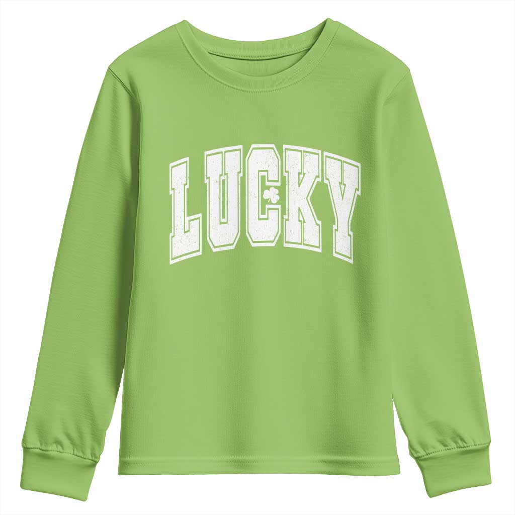 Vintage Lucky Shamrock Clover St Patricks Day Youth Sweatshirt