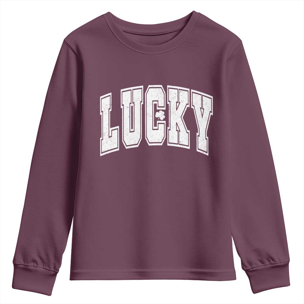 Vintage Lucky Shamrock Clover St Patricks Day Youth Sweatshirt