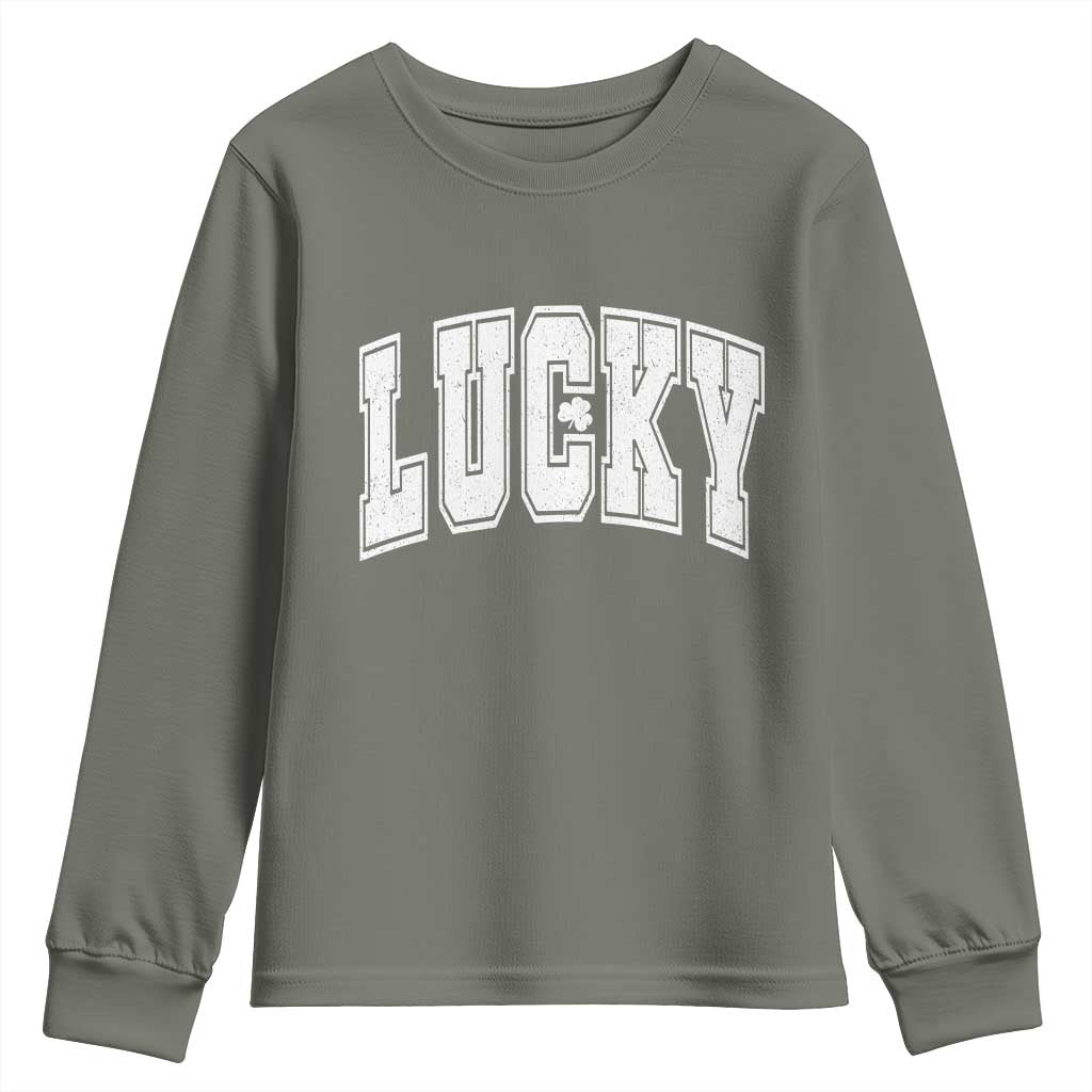 Vintage Lucky Shamrock Clover St Patricks Day Youth Sweatshirt