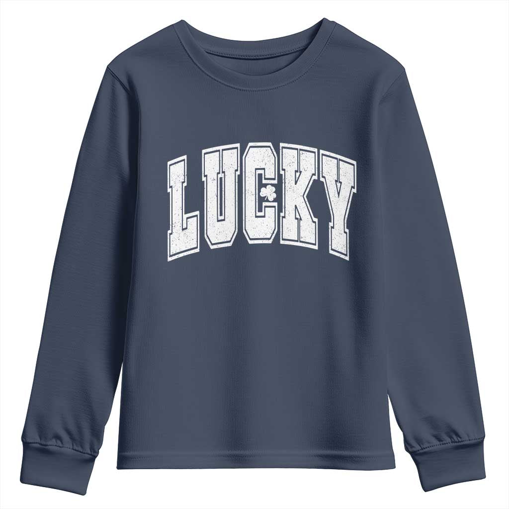 Vintage Lucky Shamrock Clover St Patricks Day Youth Sweatshirt