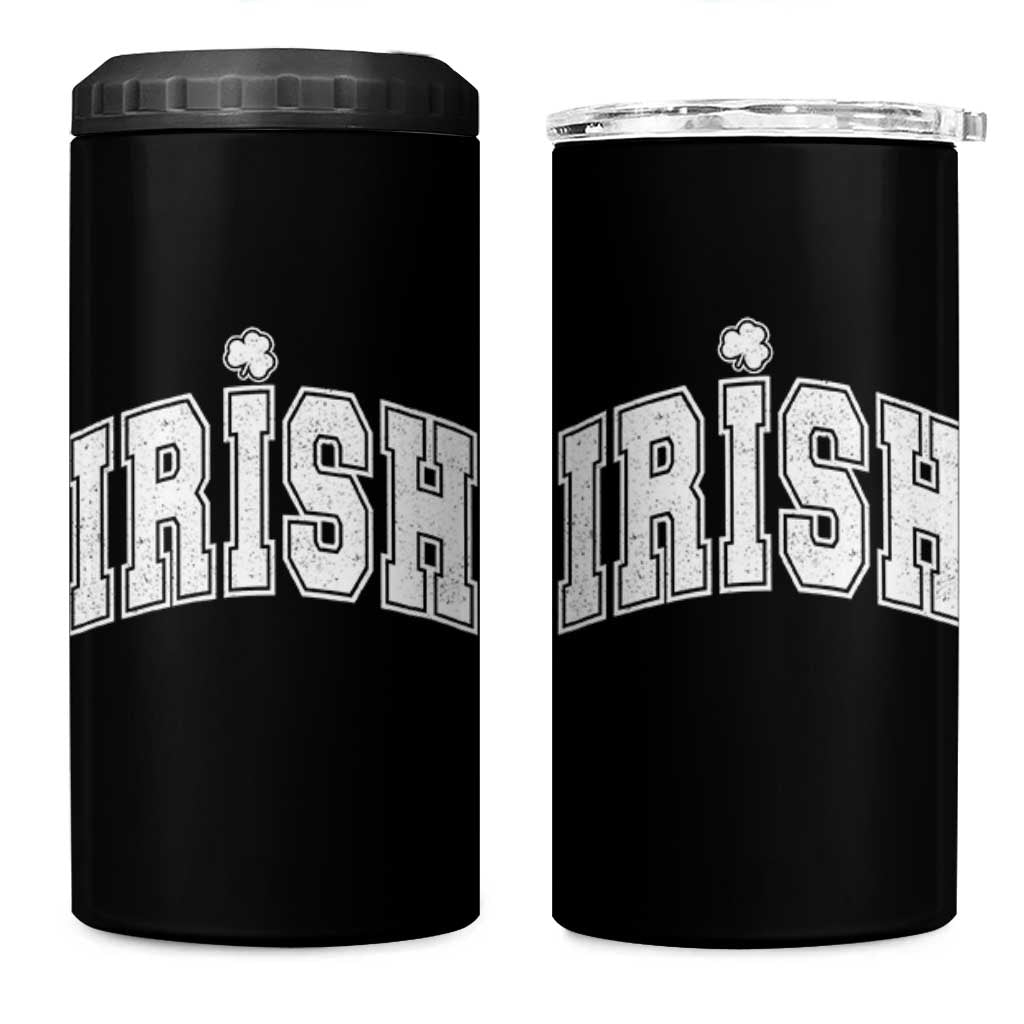 Funny Irish St Patricks Day Distressed Shamrock Ireland Pride 4 in 1 Can Cooler Tumbler