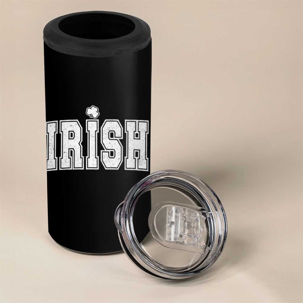Funny Irish St Patricks Day Distressed Shamrock Ireland Pride 4 in 1 Can Cooler Tumbler