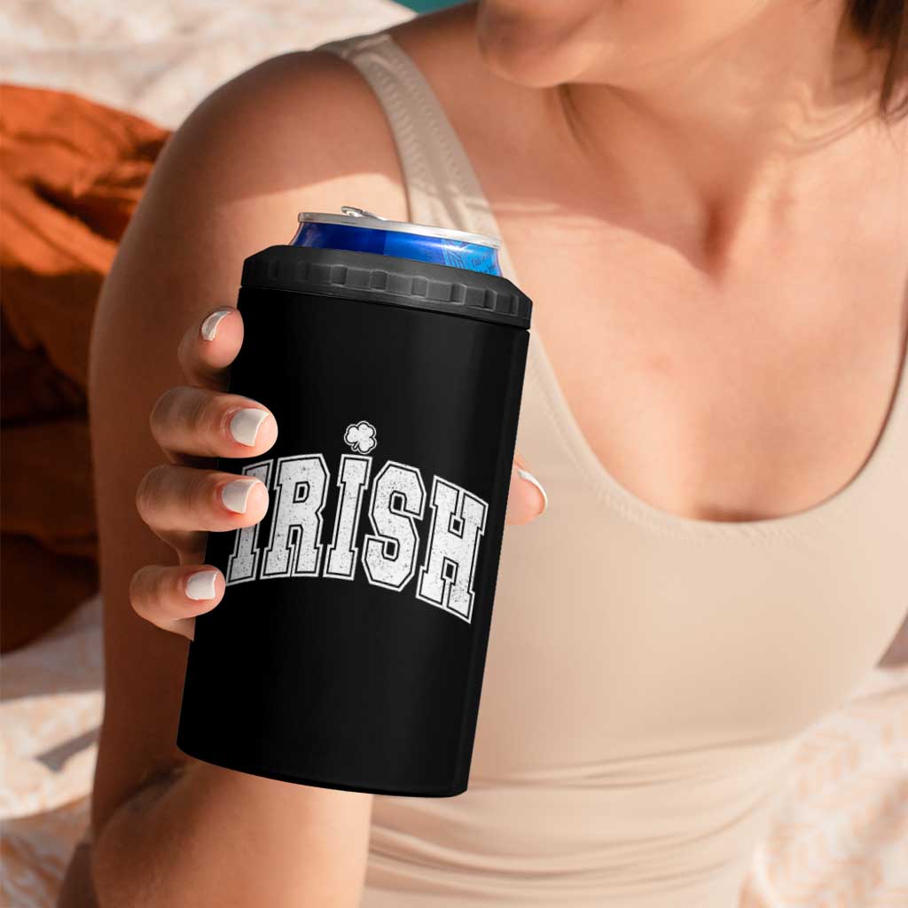 Funny Irish St Patricks Day Distressed Shamrock Ireland Pride 4 in 1 Can Cooler Tumbler