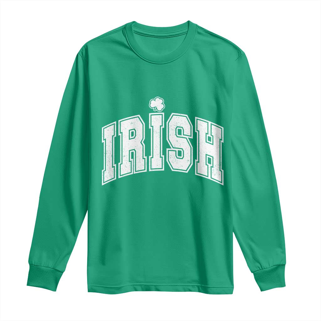 Funny Irish St Patricks Day Distressed Shamrock Ireland Pride Long Sleeve Shirt