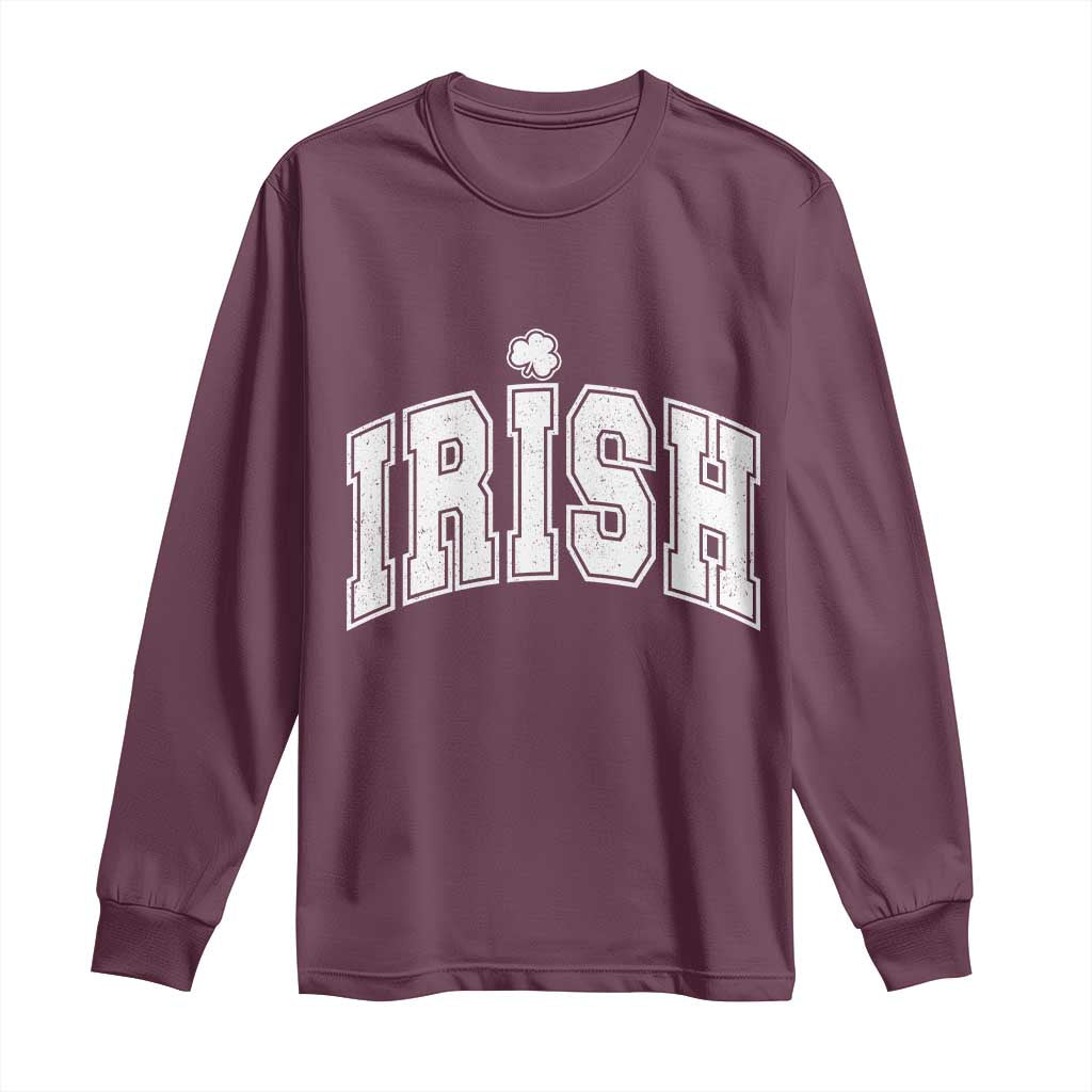 Funny Irish St Patricks Day Distressed Shamrock Ireland Pride Long Sleeve Shirt
