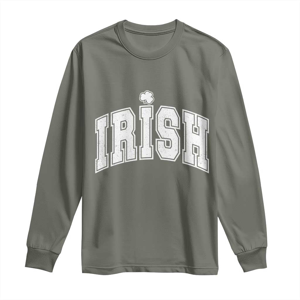 Funny Irish St Patricks Day Distressed Shamrock Ireland Pride Long Sleeve Shirt