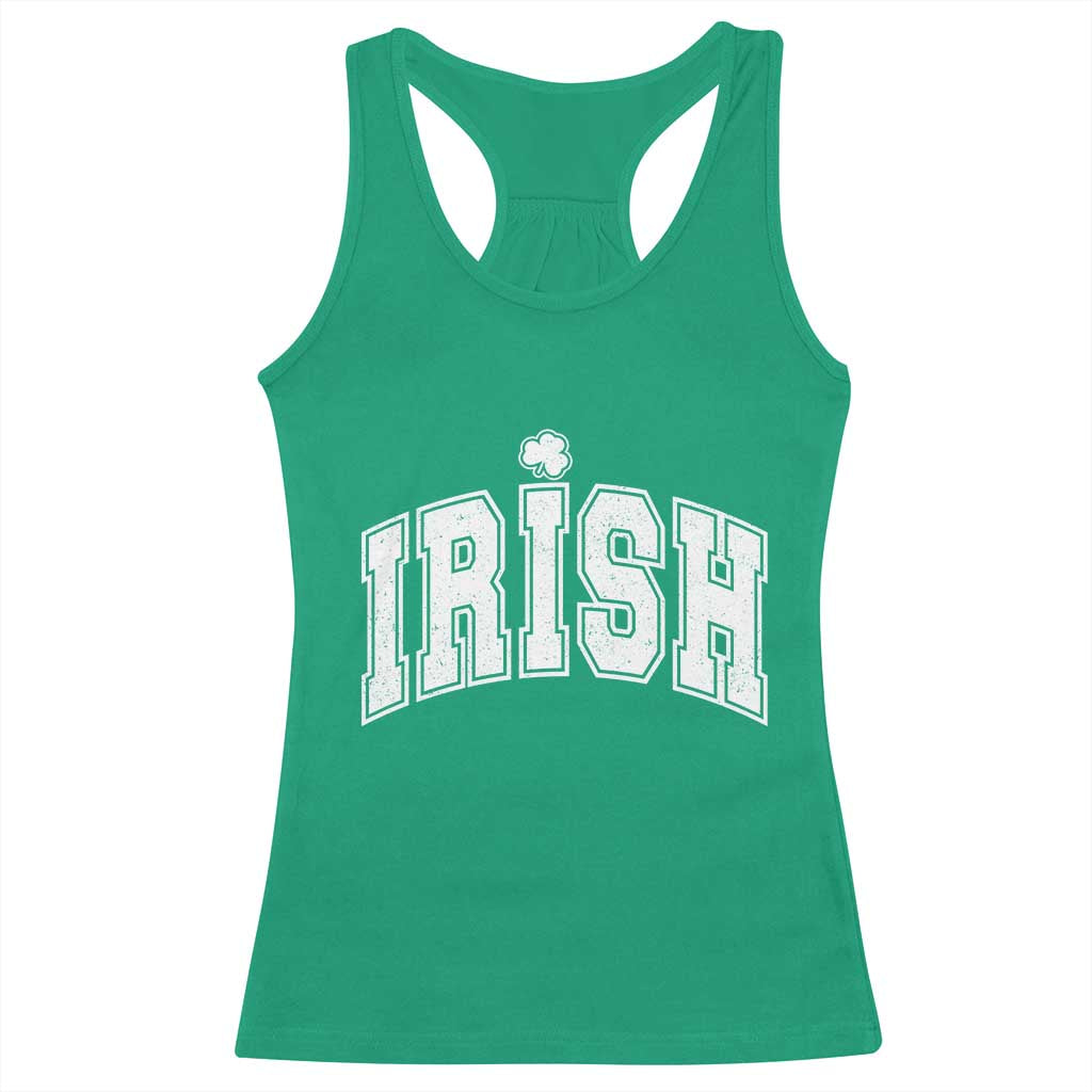 Funny Irish St Patricks Day Distressed Shamrock Ireland Pride Racerback Tank Top