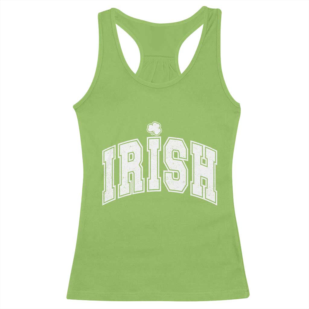 Funny Irish St Patricks Day Distressed Shamrock Ireland Pride Racerback Tank Top