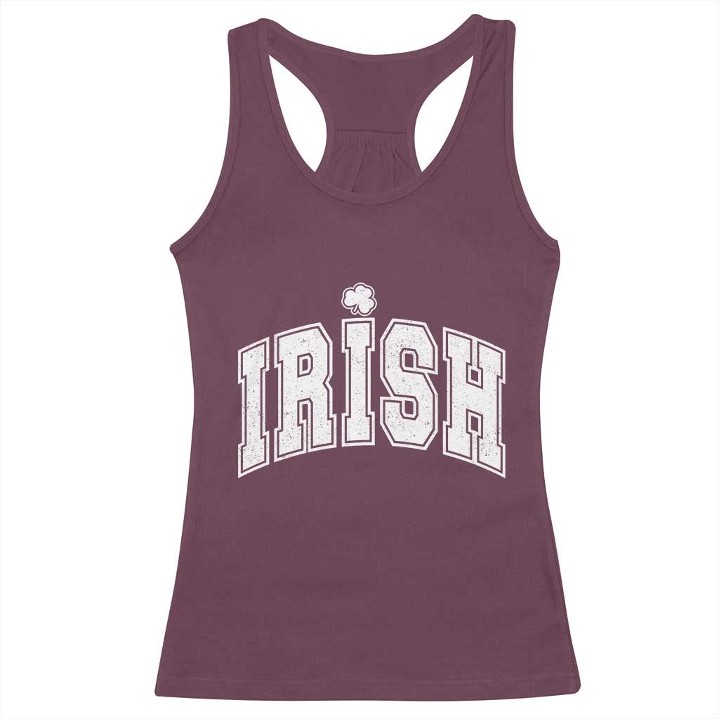 Funny Irish St Patricks Day Distressed Shamrock Ireland Pride Racerback Tank Top