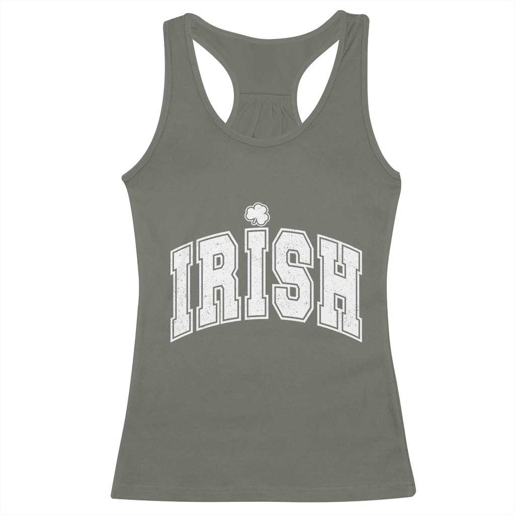Funny Irish St Patricks Day Distressed Shamrock Ireland Pride Racerback Tank Top