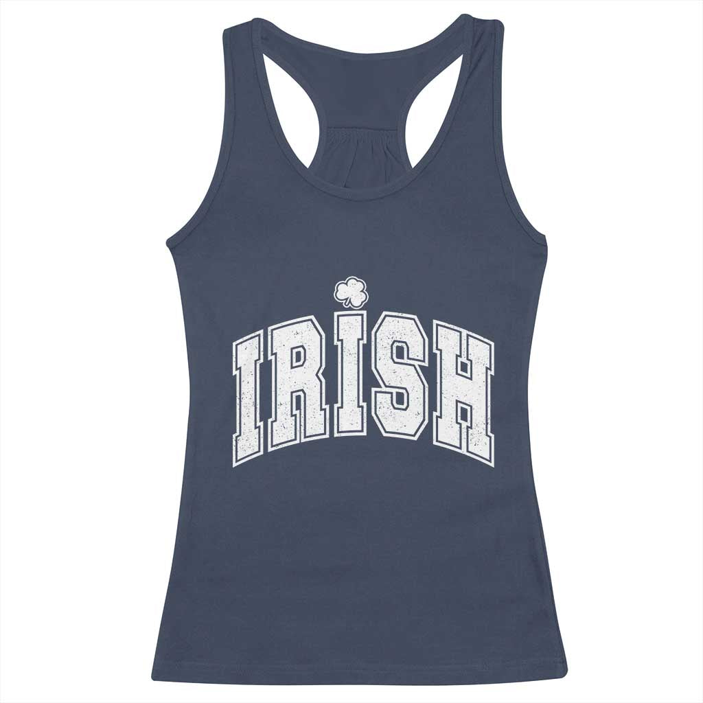 Funny Irish St Patricks Day Distressed Shamrock Ireland Pride Racerback Tank Top