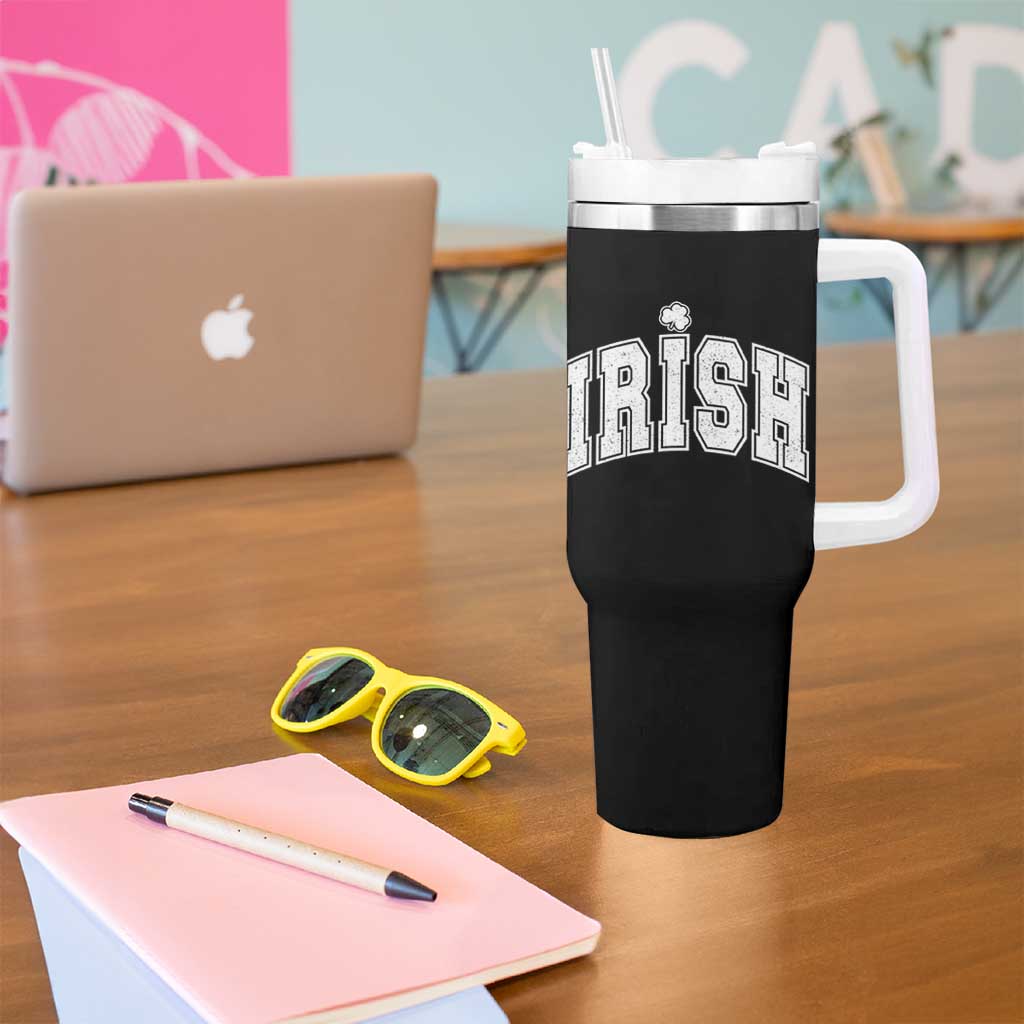 Funny Irish St Patricks Day Distressed Shamrock Ireland Pride Tumbler With Handle