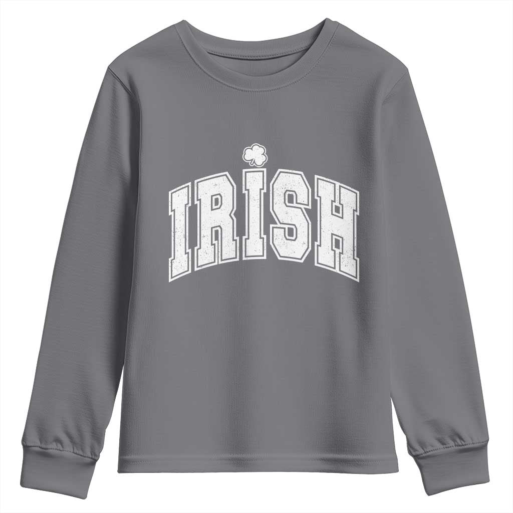 Funny Irish St Patricks Day Distressed Shamrock Ireland Pride Youth Sweatshirt