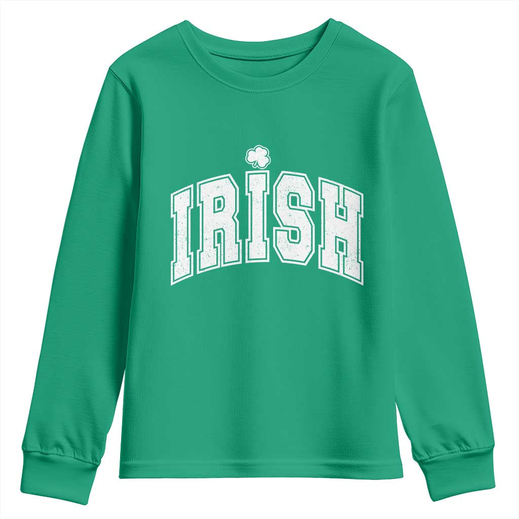 Funny Irish St Patricks Day Distressed Shamrock Ireland Pride Youth Sweatshirt