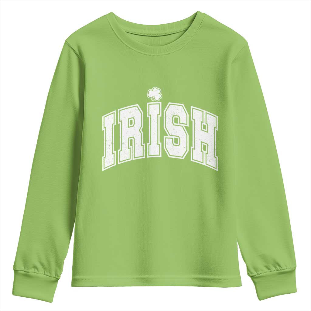 Funny Irish St Patricks Day Distressed Shamrock Ireland Pride Youth Sweatshirt