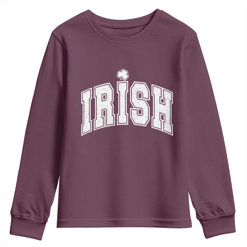 Funny Irish St Patricks Day Distressed Shamrock Ireland Pride Youth Sweatshirt