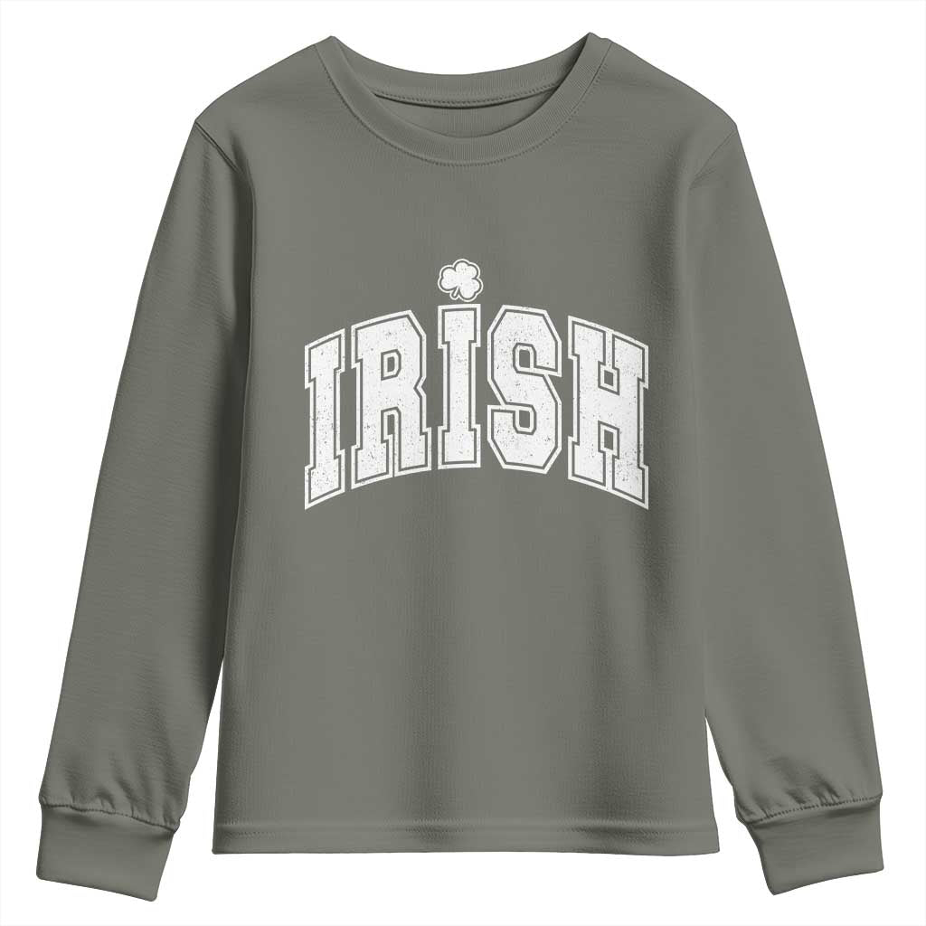 Funny Irish St Patricks Day Distressed Shamrock Ireland Pride Youth Sweatshirt