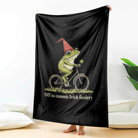 Funny Frog St Patricks Day Throw Blanket Off To Commit Irish Foolery Four Leaf Clover