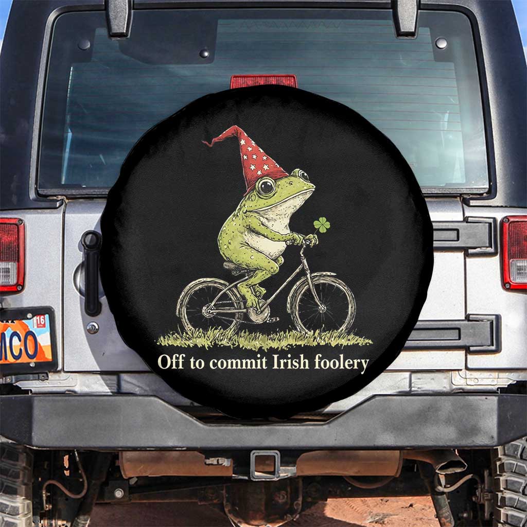 Funny Frog St Patricks Day Spare Tire Cover Off To Commit Irish Foolery Four Leaf Clover
