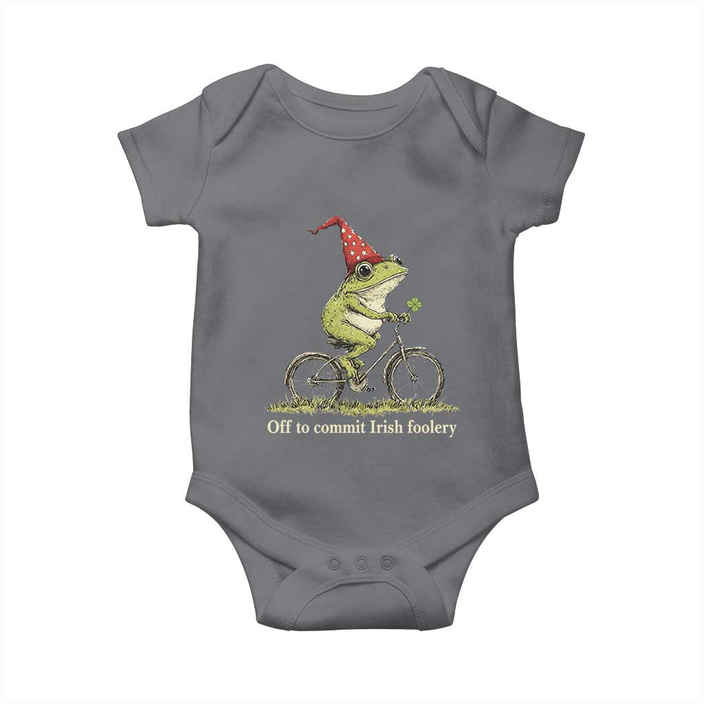 Funny Frog St Patricks Day Baby Onesie Off To Commit Irish Foolery Four Leaf Clover