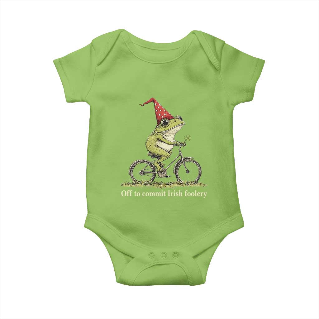 Funny Frog St Patricks Day Baby Onesie Off To Commit Irish Foolery Four Leaf Clover