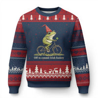 Funny Frog St Patricks Day Ugly Christmas Sweater Off To Commit Irish Foolery Four Leaf Clover