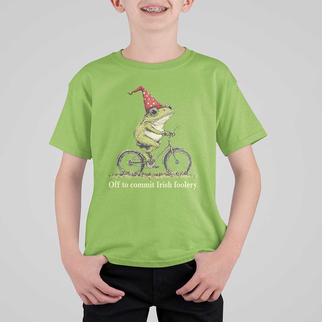 Funny Frog St Patricks Day T Shirt For Kid Off To Commit Irish Foolery Four Leaf Clover