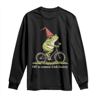 Funny Frog St Patricks Day Long Sleeve Shirt Off To Commit Irish Foolery Four Leaf Clover