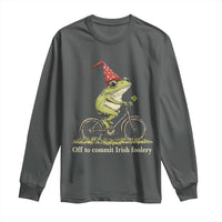 Funny Frog St Patricks Day Long Sleeve Shirt Off To Commit Irish Foolery Four Leaf Clover
