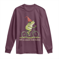 Funny Frog St Patricks Day Long Sleeve Shirt Off To Commit Irish Foolery Four Leaf Clover