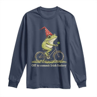 Funny Frog St Patricks Day Long Sleeve Shirt Off To Commit Irish Foolery Four Leaf Clover