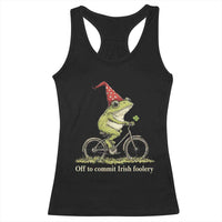 Funny Frog St Patricks Day Racerback Tank Top Off To Commit Irish Foolery Four Leaf Clover
