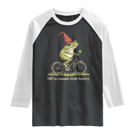 Funny Frog St Patricks Day Raglan Shirt Off To Commit Irish Foolery Four Leaf Clover