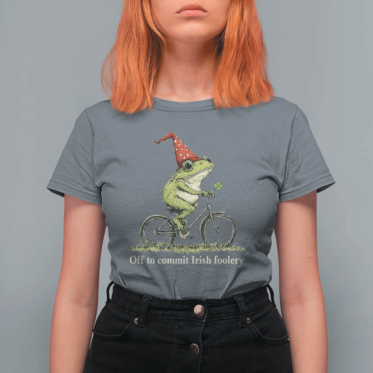 Funny Frog St Patricks Day T Shirt For Women Off To Commit Irish Foolery Four Leaf Clover