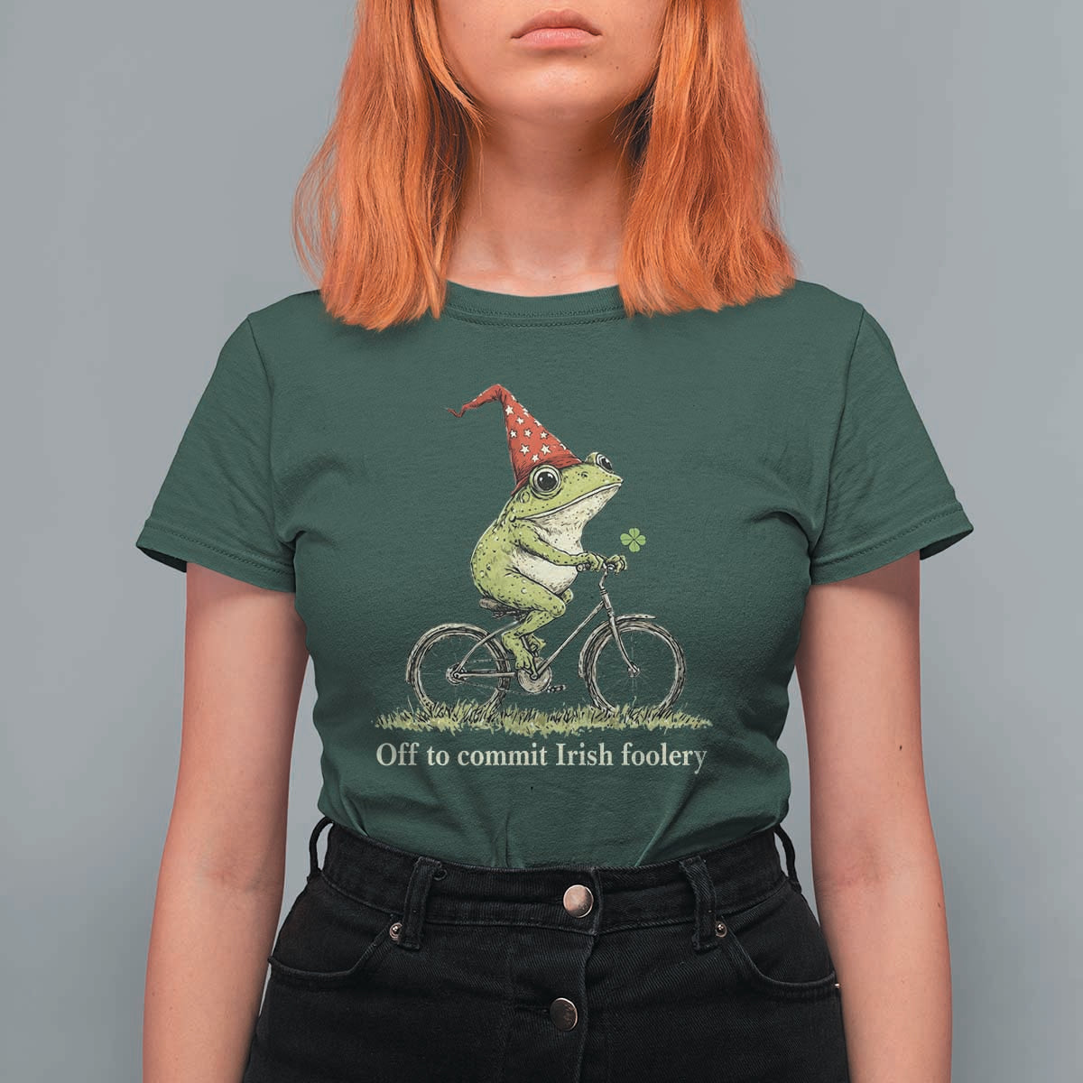 Funny Frog St Patricks Day T Shirt For Women Off To Commit Irish Foolery Four Leaf Clover