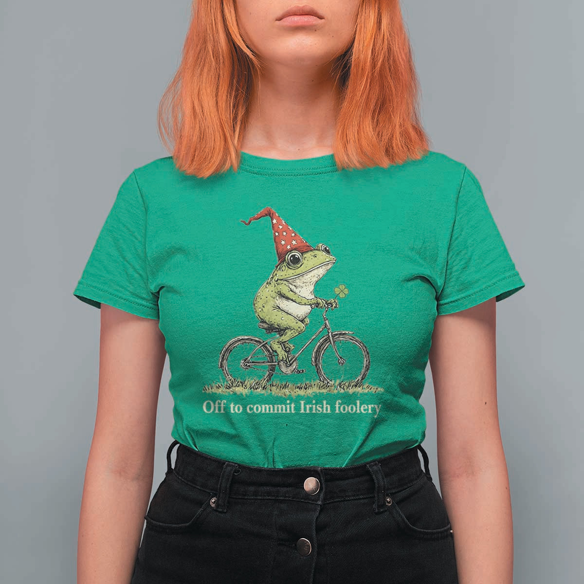Funny Frog St Patricks Day T Shirt For Women Off To Commit Irish Foolery Four Leaf Clover