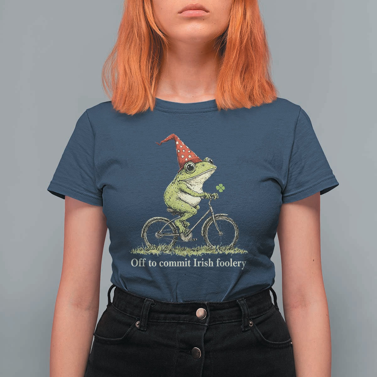 Funny Frog St Patricks Day T Shirt For Women Off To Commit Irish Foolery Four Leaf Clover