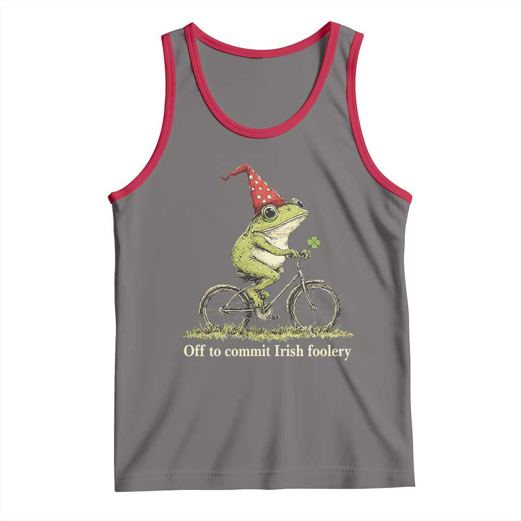 Funny Frog St Patricks Day Tank Top Off To Commit Irish Foolery Four Leaf Clover