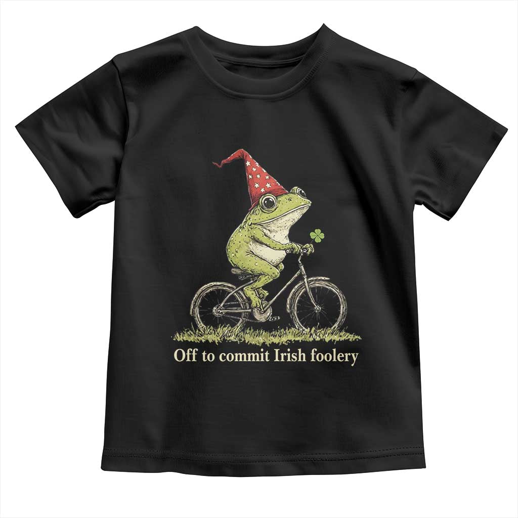 Funny Frog St Patricks Day Toddler T Shirt Off To Commit Irish Foolery Four Leaf Clover