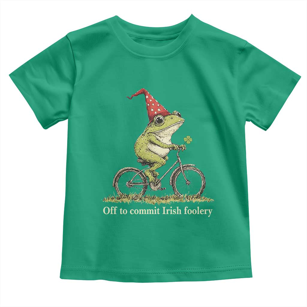 Funny Frog St Patricks Day Toddler T Shirt Off To Commit Irish Foolery Four Leaf Clover