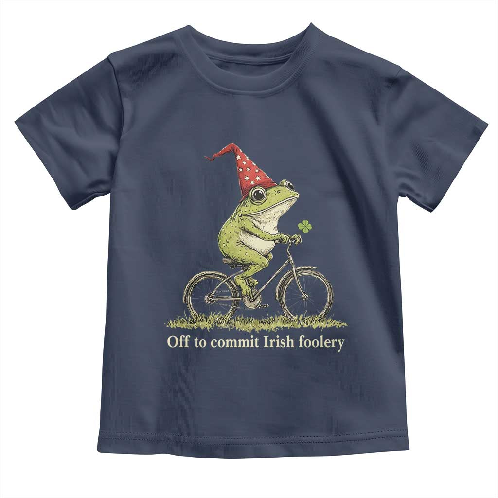 Funny Frog St Patricks Day Toddler T Shirt Off To Commit Irish Foolery Four Leaf Clover