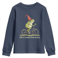 Funny Frog St Patricks Day Youth Sweatshirt Off To Commit Irish Foolery Four Leaf Clover