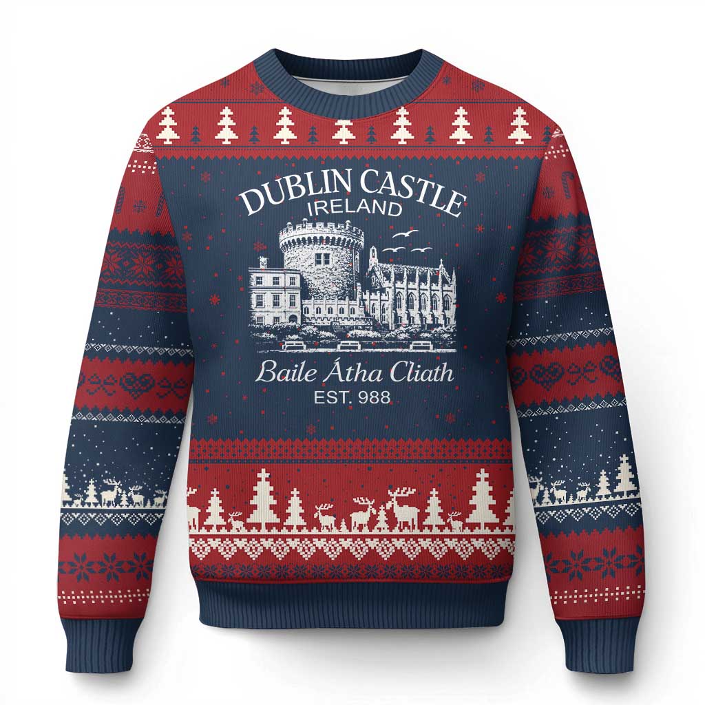 Dublin Castle Ireland Ugly Christmas Sweater Baile Atha Cliath Ireland Travel Souvenir